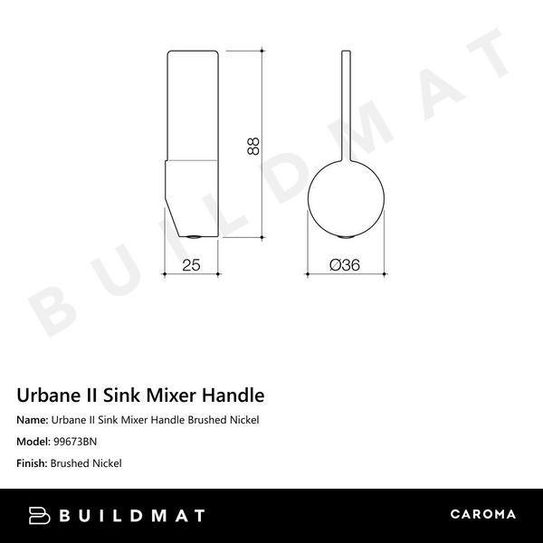 Caroma Urbane II Sink Mixer Handle Brushed Nickel
