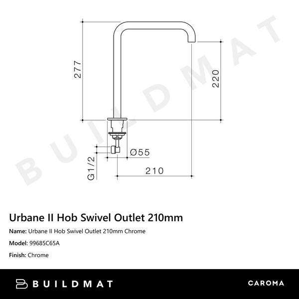 Caroma Urbane II Hob Swivel Outlet 210mm Chrome