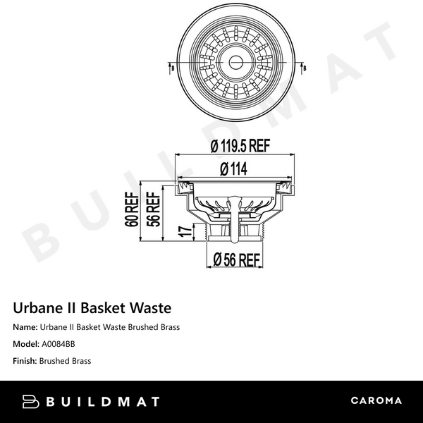 Caroma Urbane II  Basket Waste Brushed Brass