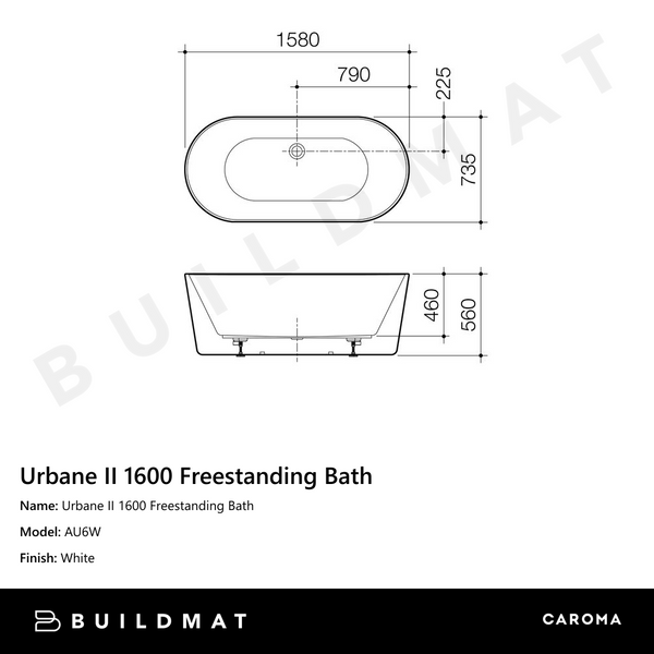 Caroma Urbane II 1600 Freestanding Bath