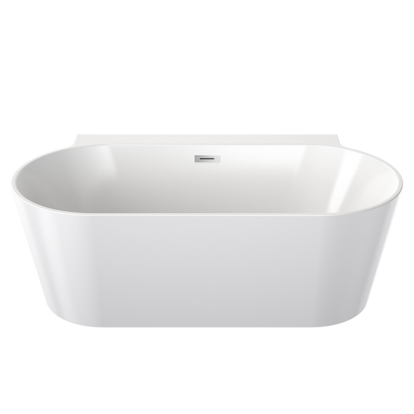 Caroma Round Back To Wall Freestanding Bath 1600 With Overflow White