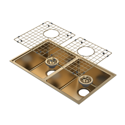 Caroma Urbane II Double Bowl Sink Brushed Brass