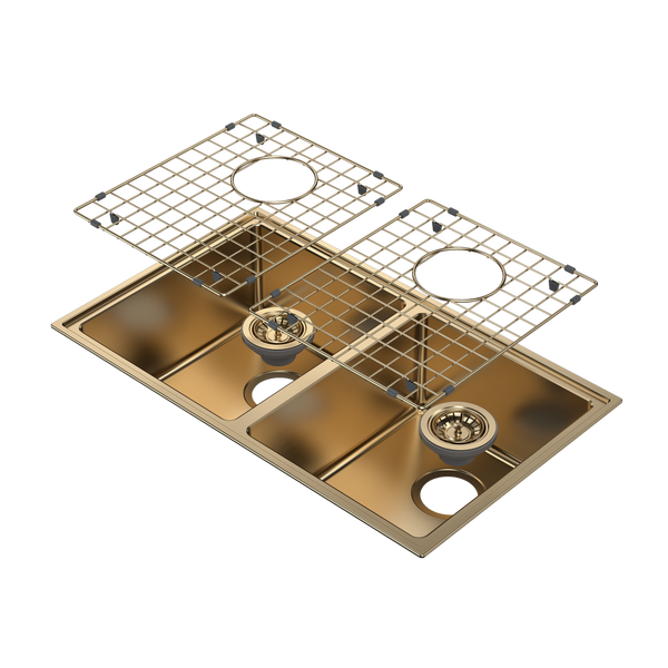 Caroma Urbane II Double Bowl Sink Brushed Brass