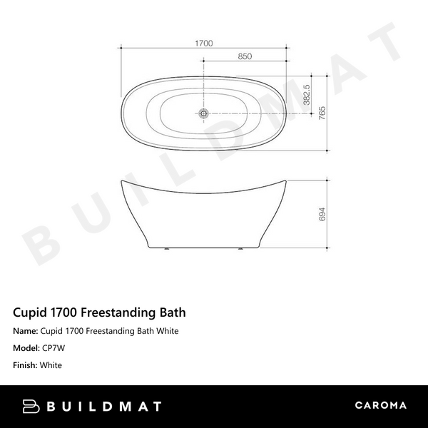 Caroma Cupid 1700 Freestanding Bath White