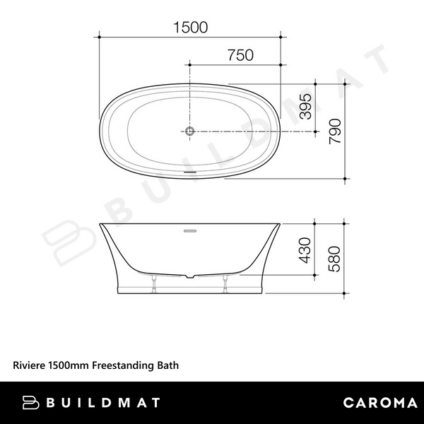 Caroma Riviere 1500mm Freestanding Bath Matte White