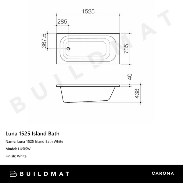 Caroma Luna 1525 Island Bath White