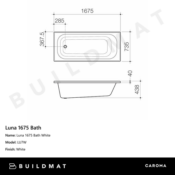 Caroma Luna 1675 Bath White