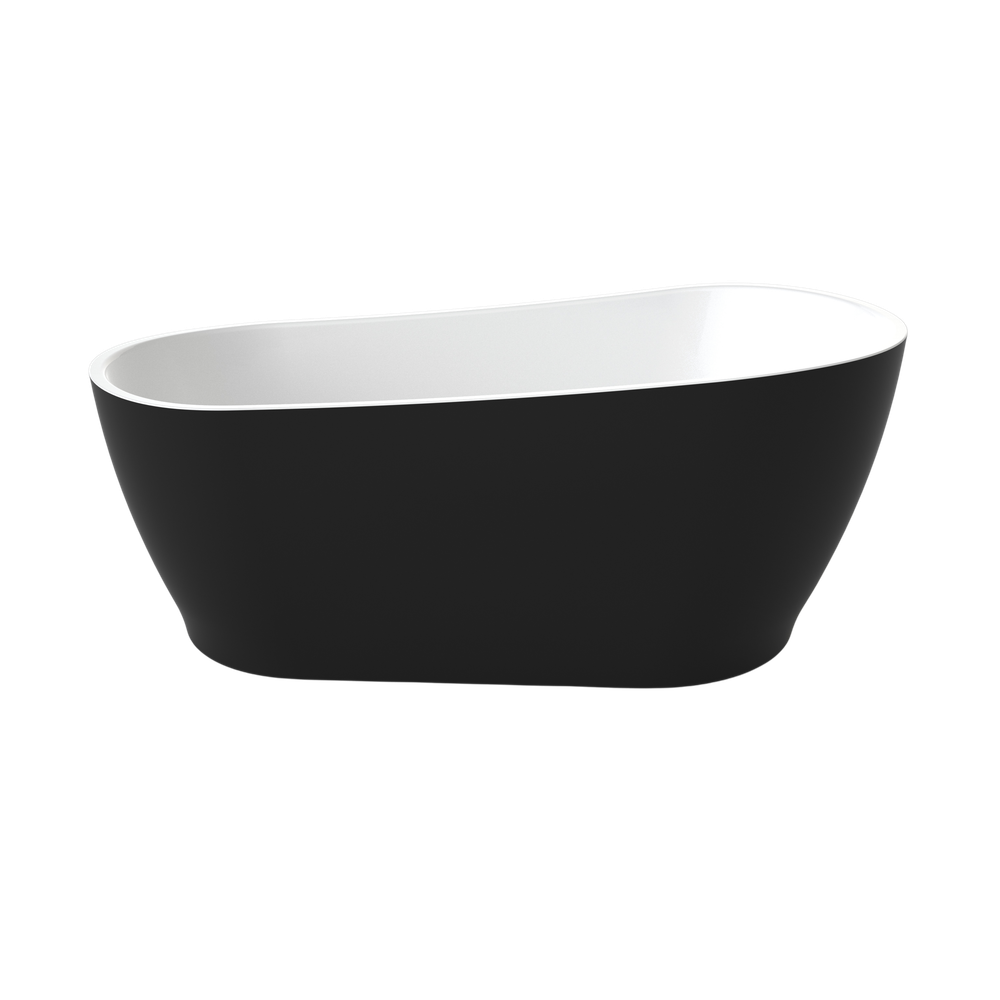 Noir freestanding bath has a distinct two tone colouring and seamless look. With a spectacular organic shape, subtle high back and tapered design, it is bound to be the center of attention in anyone's bathroom.Features Sleek Black & White design Includes footlocker fittings for extra stability (not fitted) Plug &am