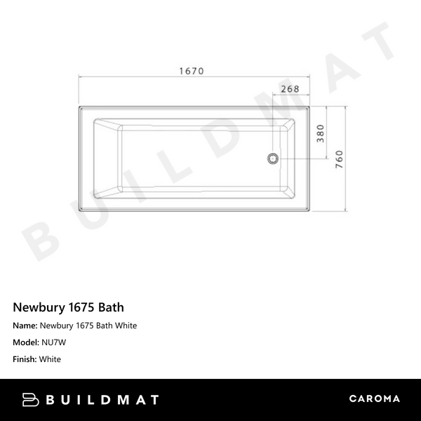 Caroma Newbury 1675 Bath White