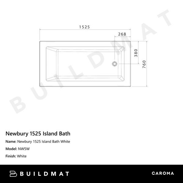 Caroma Newbury 1525 Island Bath White