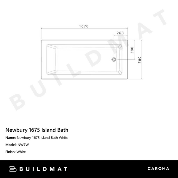 Caroma Newbury 1675 Island Bath White