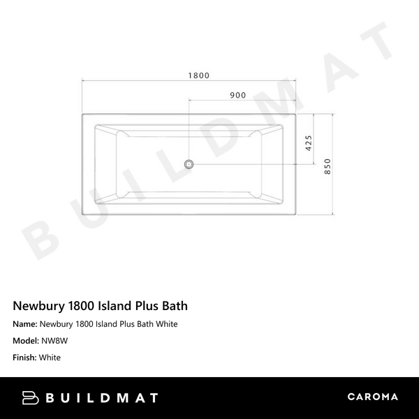 Caroma Newbury 1800 Island Plus Bath White