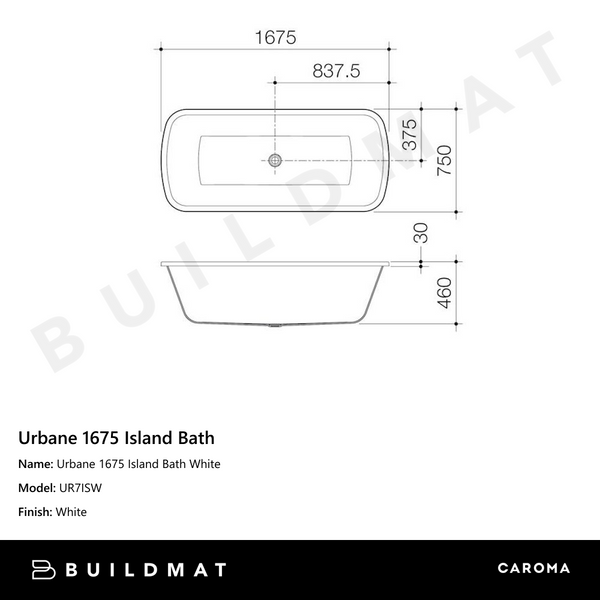 Caroma Urbane 1675 Island Bath White
