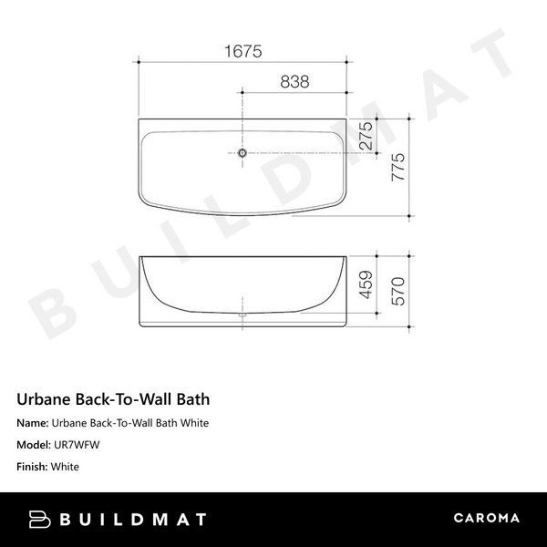 Caroma Urbane Back-To-Wall Bath White