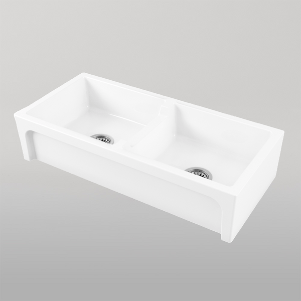 Chambord Charles Large Double Bowl Fireclay White