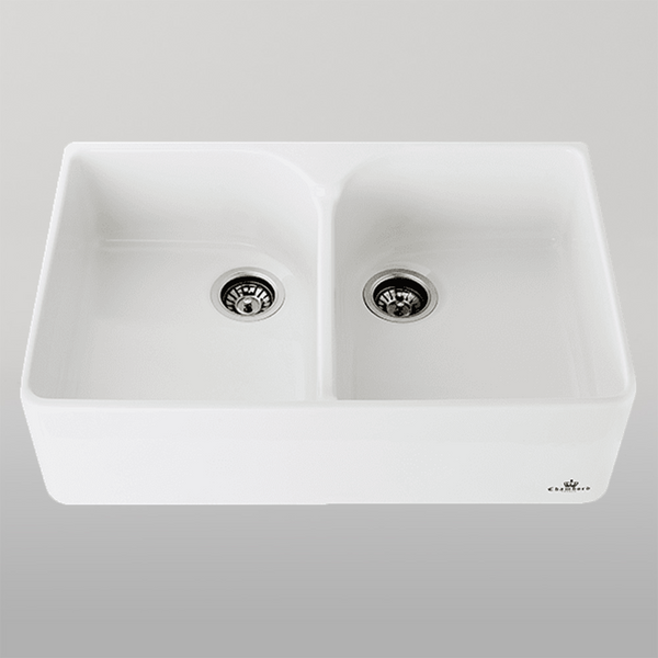 Chambord Clotaire Large Double Bowl Fireclay White