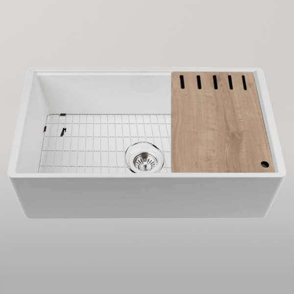 Chambord Legrande Single Bowl Reversible Fireclay White