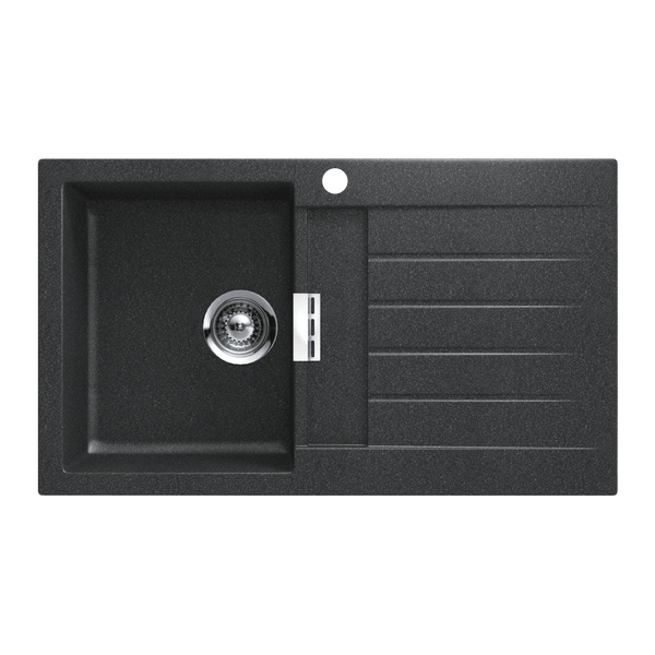 Schock Signus Magma Single Left Hand Bowl And Drainer 1 Tap Hole Black