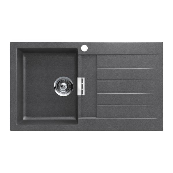 Schock Signus Stone Single Left Hand Bowl And Drainer 1 Tap Hole Grey