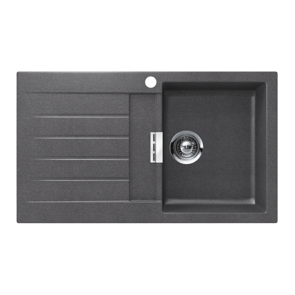 Schock Signus Stone Single Right Hand Bowl And Drainer 1 Tap Hole Grey