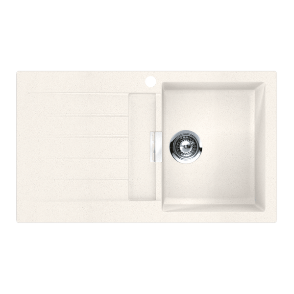 Schock Signus Polaris Single Right Hand Bowl And Drainer 1 Tap Hole White