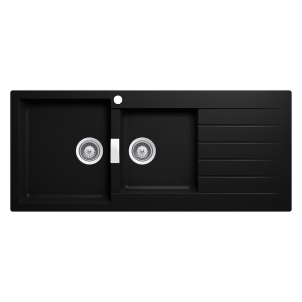 Schock Signus Puro 1 And 3/4 Bowl Left Hand Bowl 1 Tap Hole Black