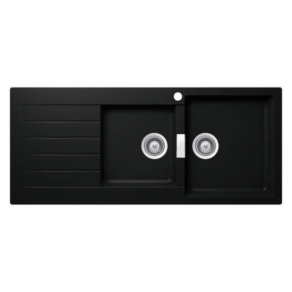 Schock Signus Puro 1 And 3/4 Bowl Right Hand Bowl 1 Tap Hole Black