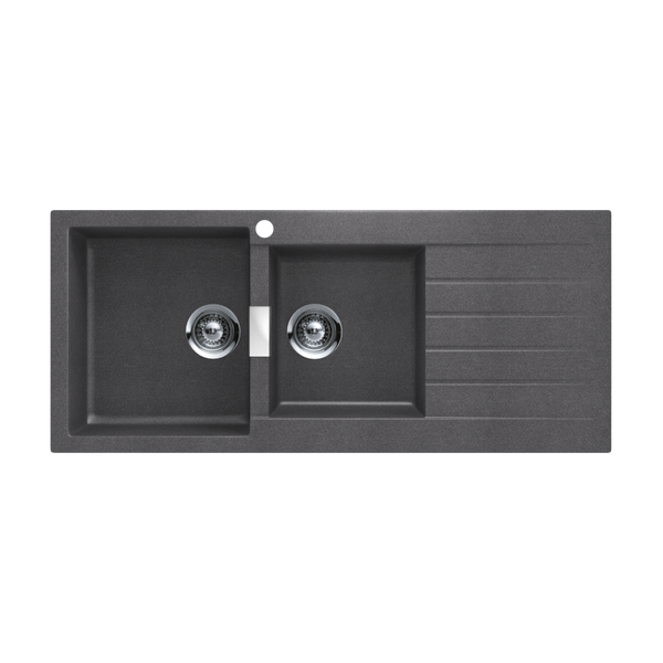 Schock Signus Stone 1 And 3/4 Bowl Left Hand Bowl 1 Tap Hole Grey