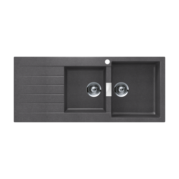 Schock Signus Stone 1 And 3/4 Bowl Right Hand Bowl 1 Tap Hole Grey