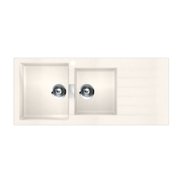 Schock Signus Polaris 1 And 3/4 Bowl Left Hand Bowl 1 Tap Hole White