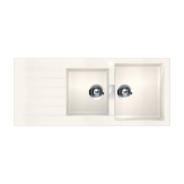 Schock Signus Polaris 1 And 3/4 Bowl Right Hand Bowl 1 Tap Hole White