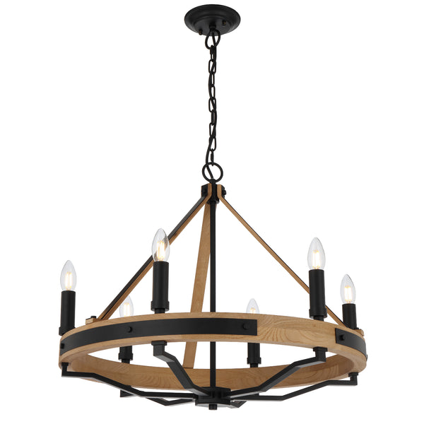 Telbix Darien 6 Light Pendant Ash Wood