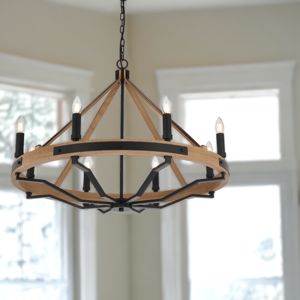 Telbix Darien 8 Light Pendant Ash Wood