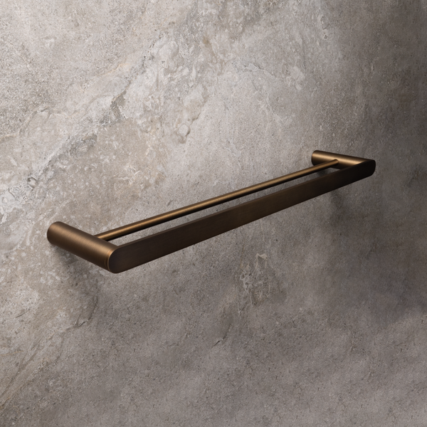 Alma Ascari Brushed Vintage Antique Brass 600 Double Towel Rail