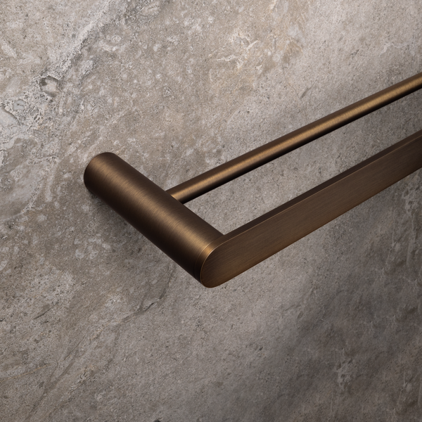 Alma Ascari Brushed Vintage Antique Brass 600 Double Towel Rail