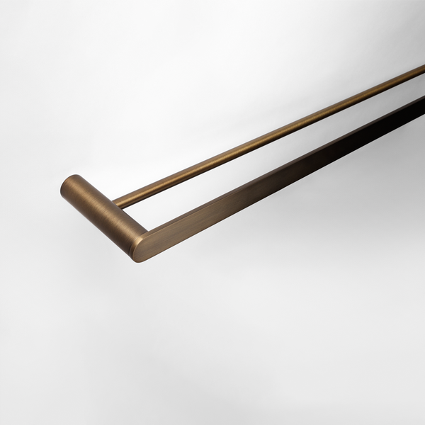 Alma Ascari Brushed Vintage Antique Brass 800 Double Towel Rail