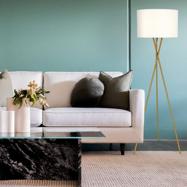 Telbix Denise Floor Lamp Antique Gold Ivory