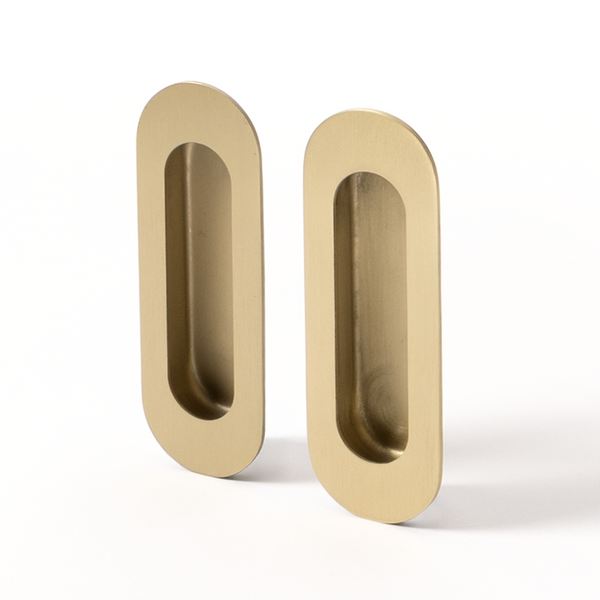 Alma Orla Oval Flush Pull Brushed Brass Gold