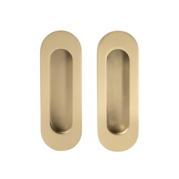 Alma Orla Oval Flush Pull Brushed Brass Gold