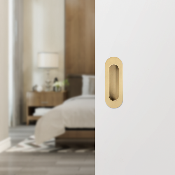 Alma Orla Oval Flush Pull Brushed Brass Gold