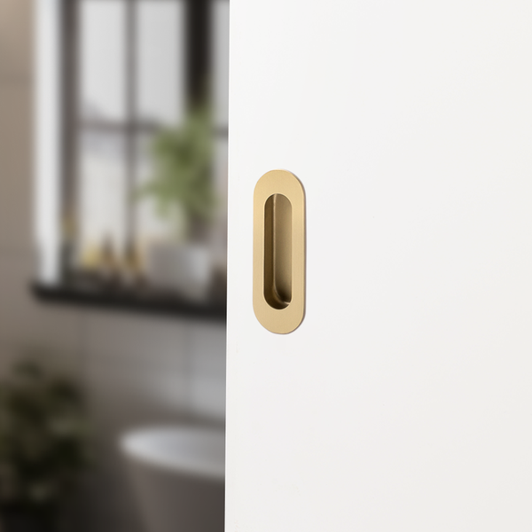 Alma Orla Oval Flush Pull Brushed Brass Gold
