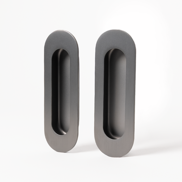 Alma Orla Oval Flush Pull Brushed Gunmetal