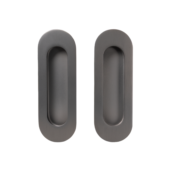 Alma Orla Oval Flush Pull Brushed Gunmetal