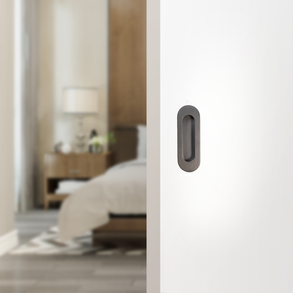 Alma Orla Oval Flush Pull Brushed Gunmetal