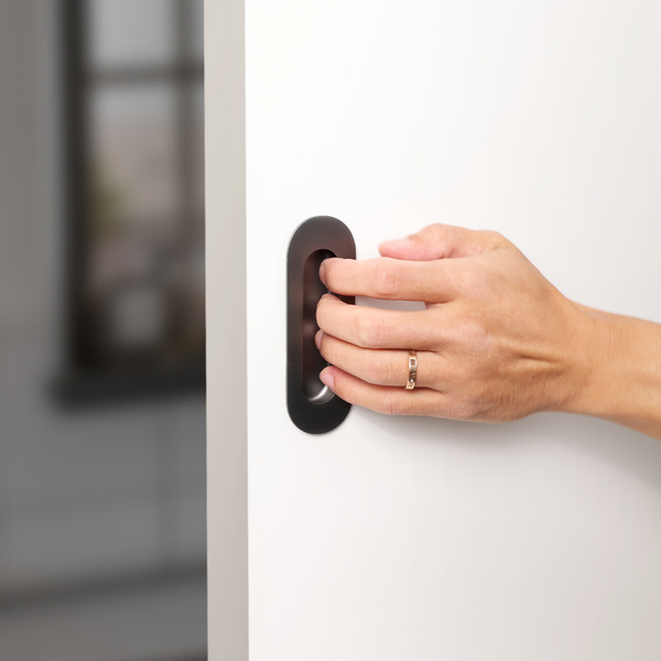 Alma Orla Oval Flush Pull Brushed Gunmetal