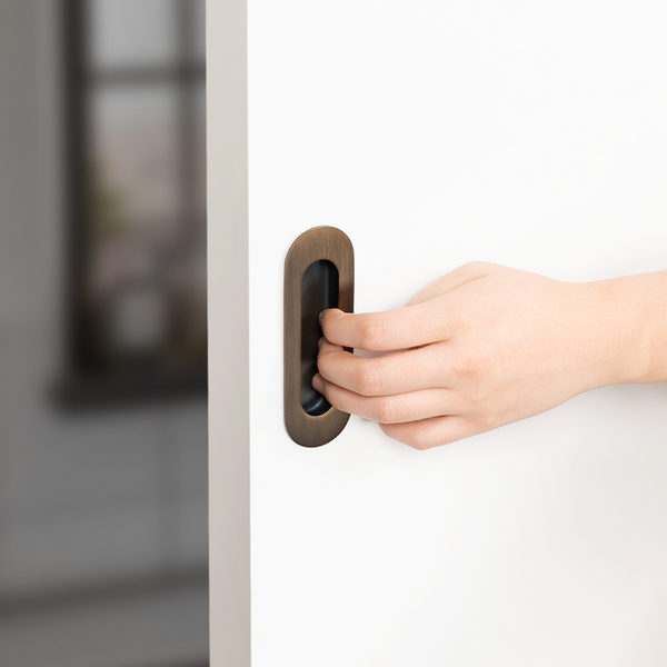 Alma Orla Oval Flush Pull Brushed Vintage Antique Brass