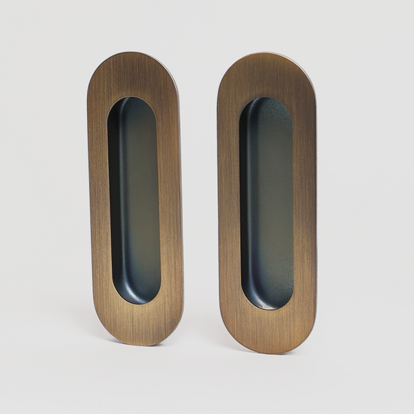 Alma Orla Oval Flush Pull Brushed Vintage Antique Brass