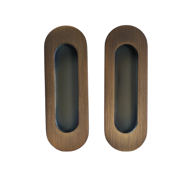 Alma Orla Oval Flush Pull Brushed Vintage Antique Brass