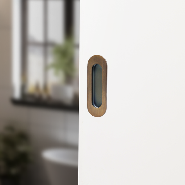 Alma Orla Oval Flush Pull Brushed Vintage Antique Brass