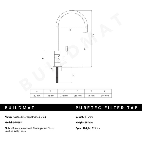 Puretec Filter Tap Brushed Gold